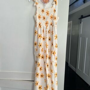 Floral Kids One Piece in White and Orange